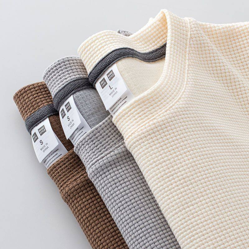 【From Perak】ProMan Men's T-Shirt Round Neck Plain Top Fashion Korean Style For Men Waffle Fabric Unique Fashion 3023