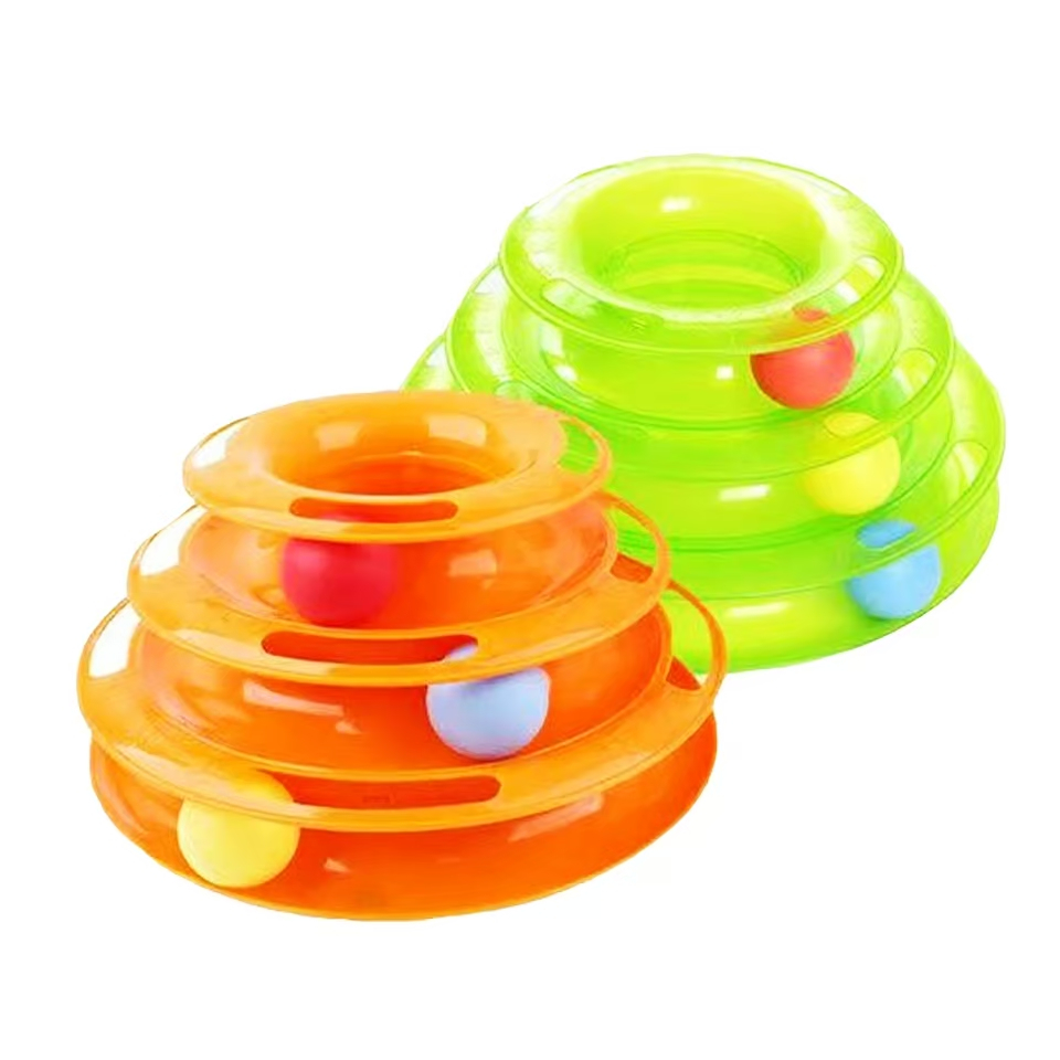 Cat Toys 3-Layer Tower Ball Track Dr.Kj Mixed Colors