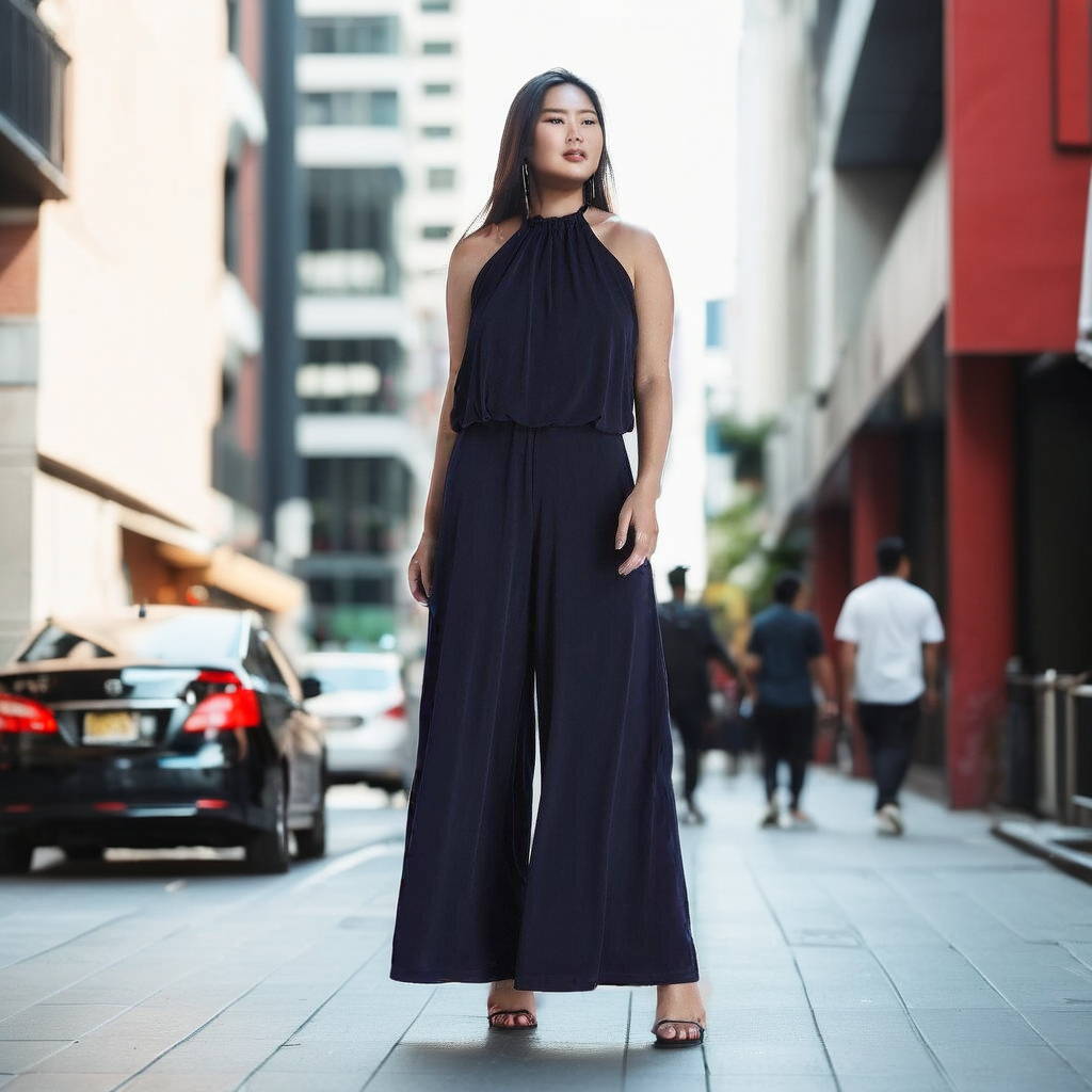 Viris Zamara Jumpsuit Tie The Neck Flared Pants AL2015