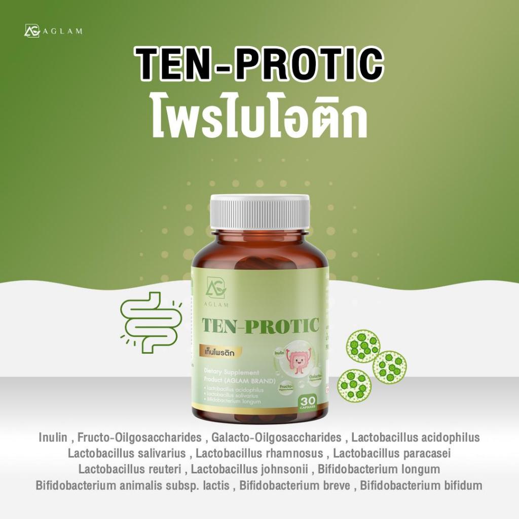 Amlam Ten Probiotic-10 Types Of Probiotics Prebiotics Contains Inulin Gos Fos Tablets 1 000 Mg. Each Jar 30 Capsules.