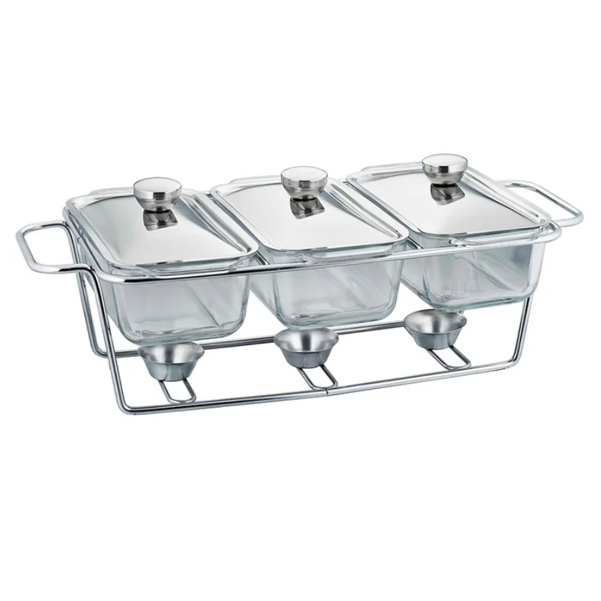 Glass Warmer Buffet Tray 2 Tub 3