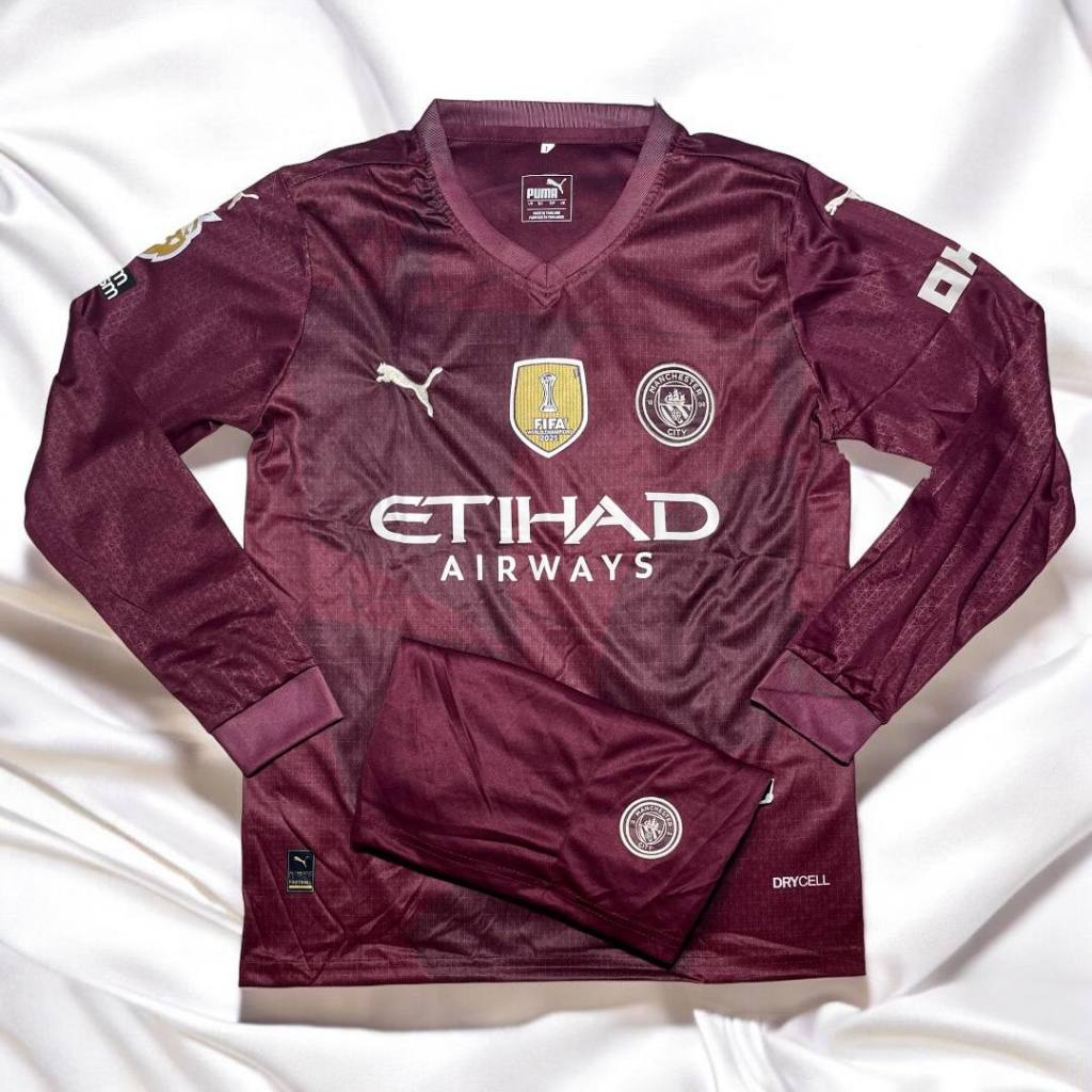 Mancity Long Sleeve Football Jersey Shirt With Pants Sportswear Over The Top Good Fabric Comfortable To Wear 2024/2025