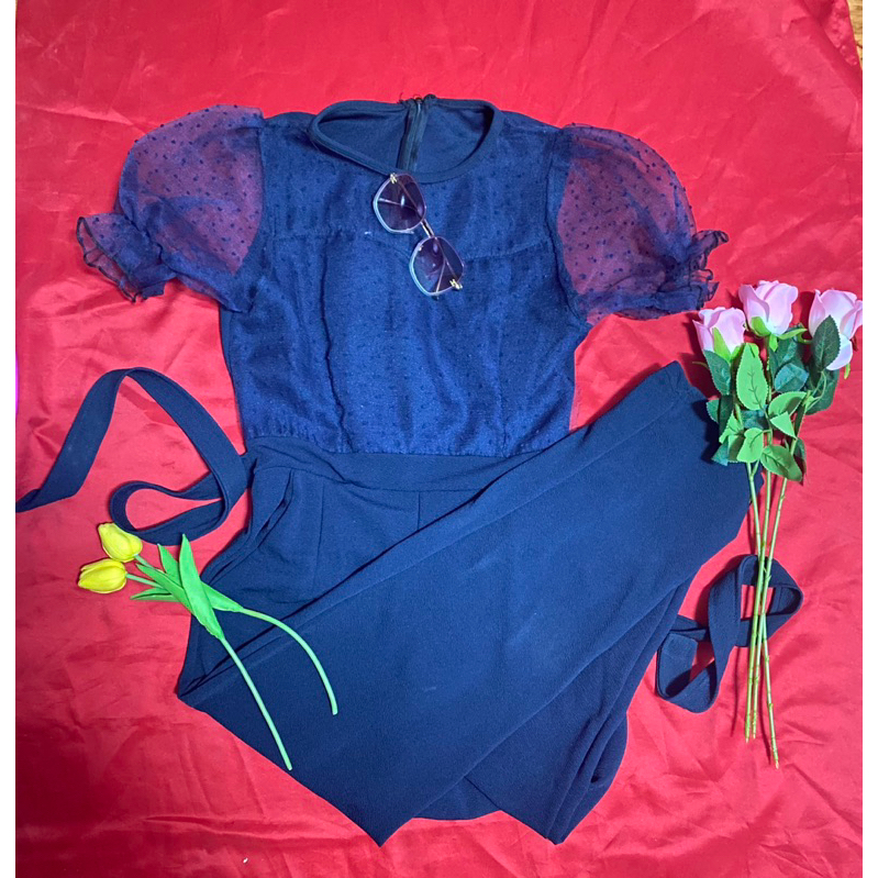 Long Jumpsuit Made Of Small Pompom Glass Fabric