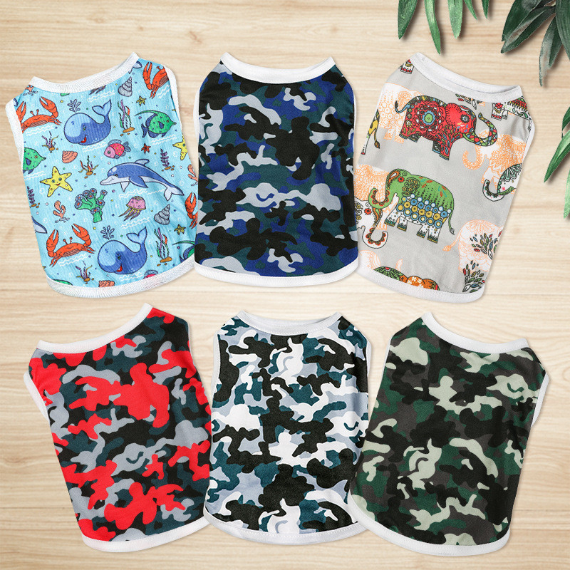 FIVE CATS Summer Pet Printed Breathable Vest How To Elastic Dog And Clothes Tide