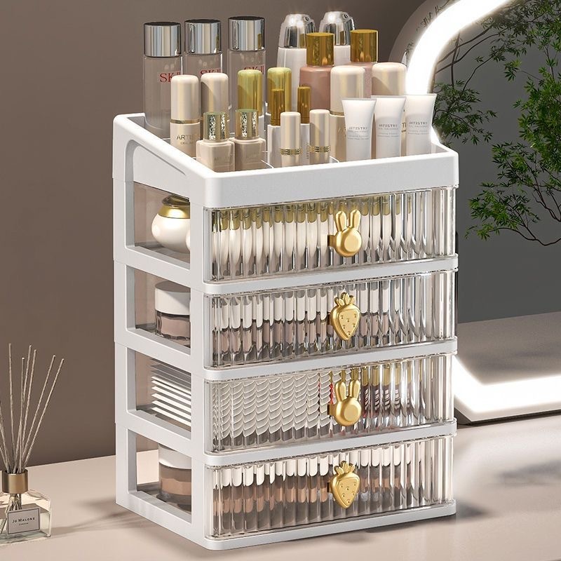 Width 27.6cm Cosmetic Shelf Simple And Elegant Transparent Design Beautiful Multi-Purpose Storage Box With Drawers