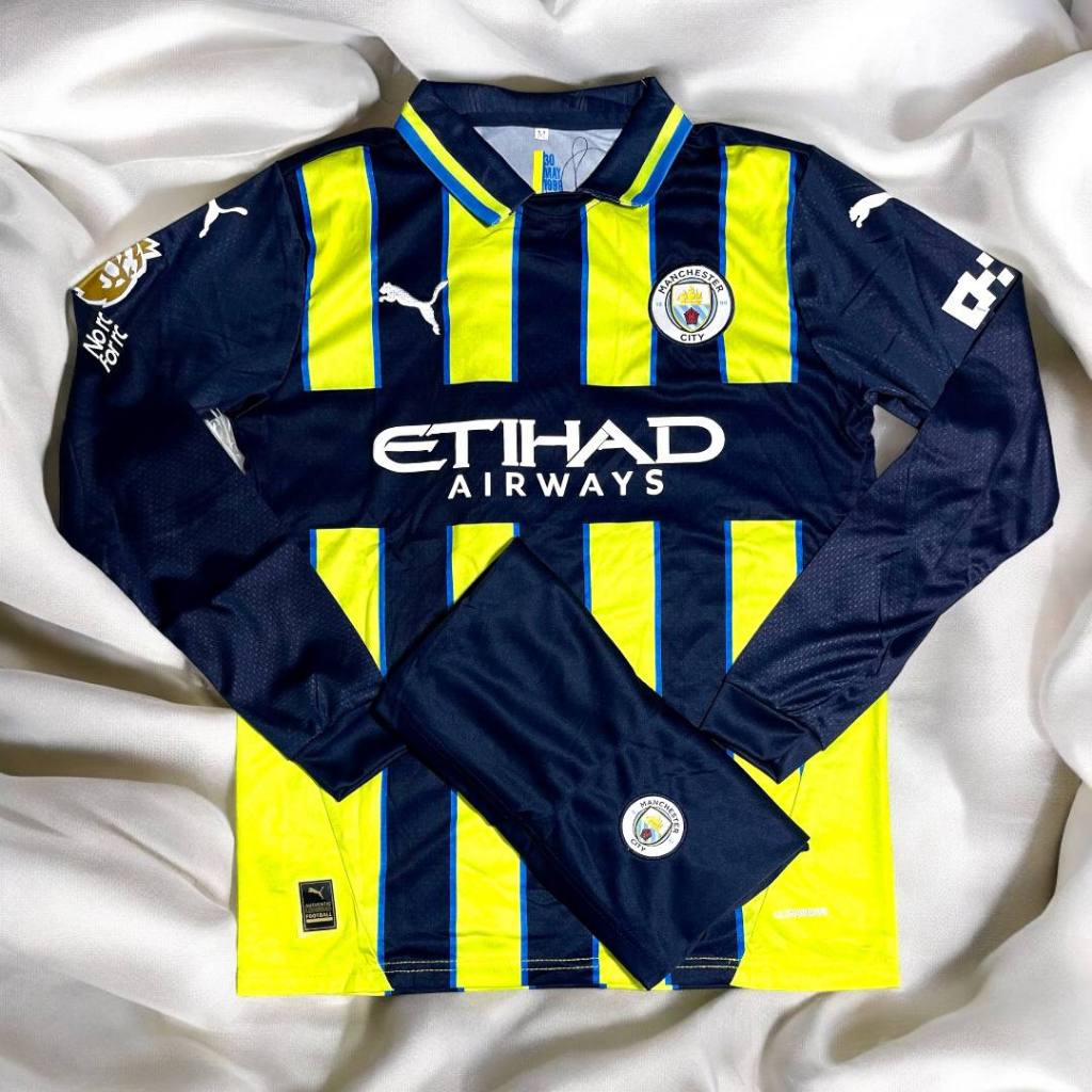 Mancity Long Sleeve Football Jersey Shirt With Pants Sportswear Over The Top Good Fabric Comfortable To Wear 2024/2025