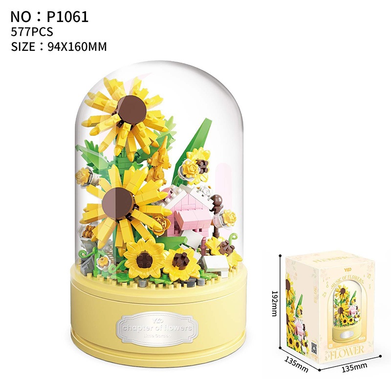 Flower Sunflower Music Box Sound Rotating Bouquet Rose Birthday Gift