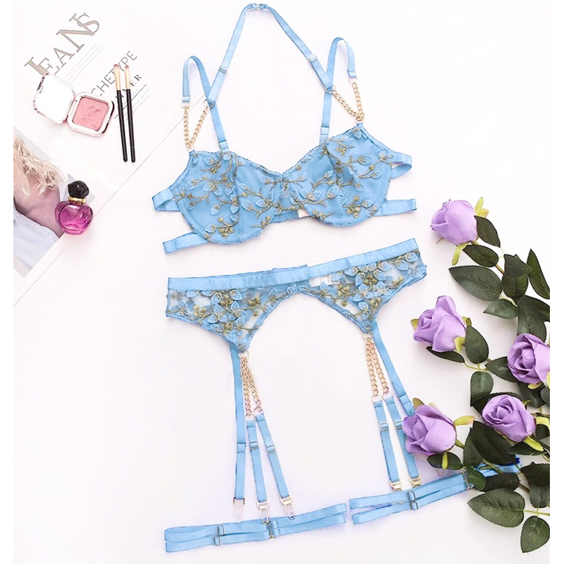 Blue Bra + Waistband + Leg Strap  Chest 34-38