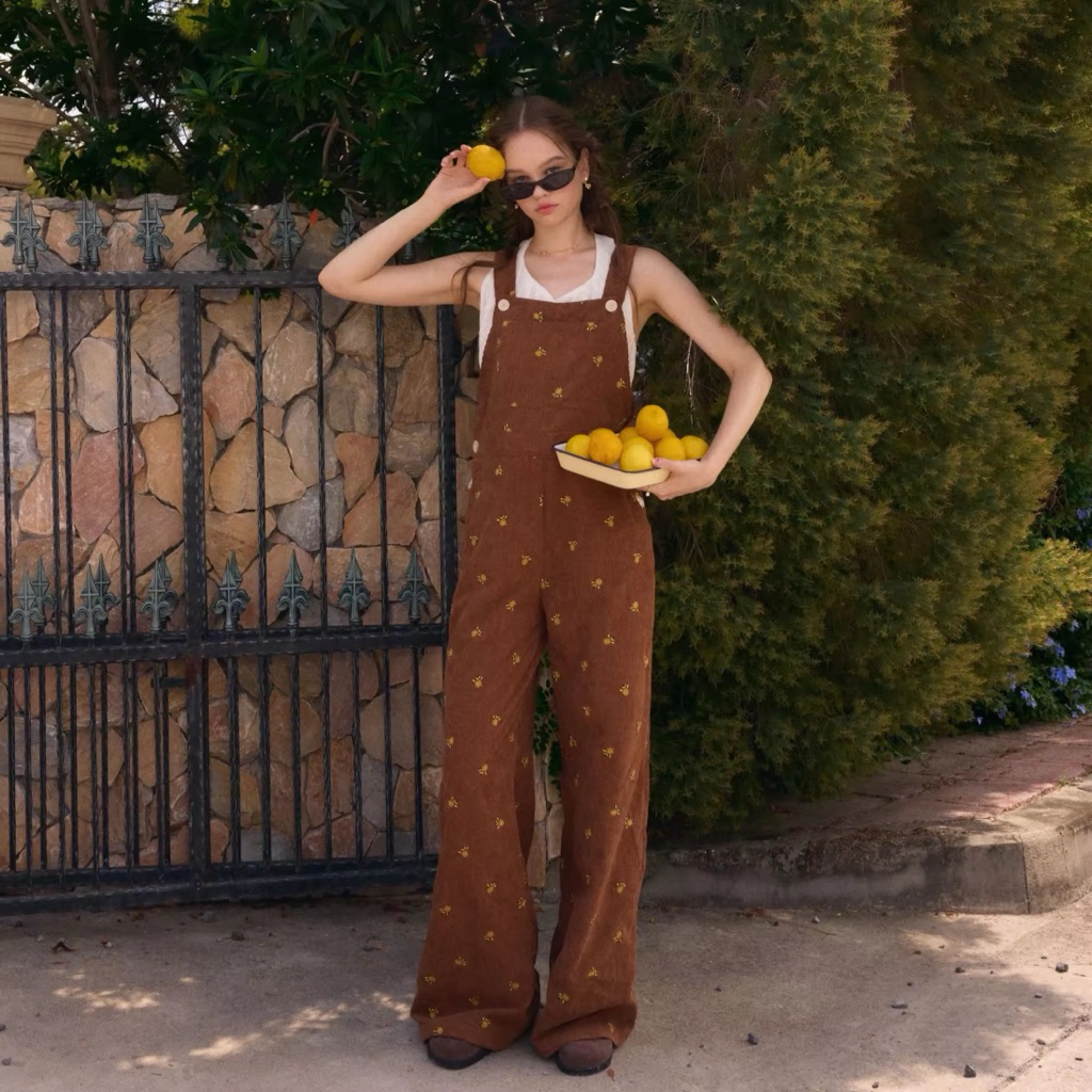 Forwarding A Long Overalls lookbooklookbook Model jane jumpsuit (Size.S And M) Dark brown daisy (new/used)