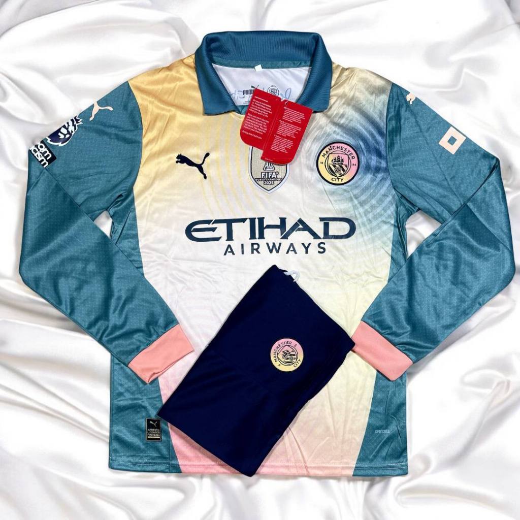 Mancity Long Sleeve Soccer Jersey Shirt With Pants Sportswear 2024/25 Good Fabric Comfortable To Wear