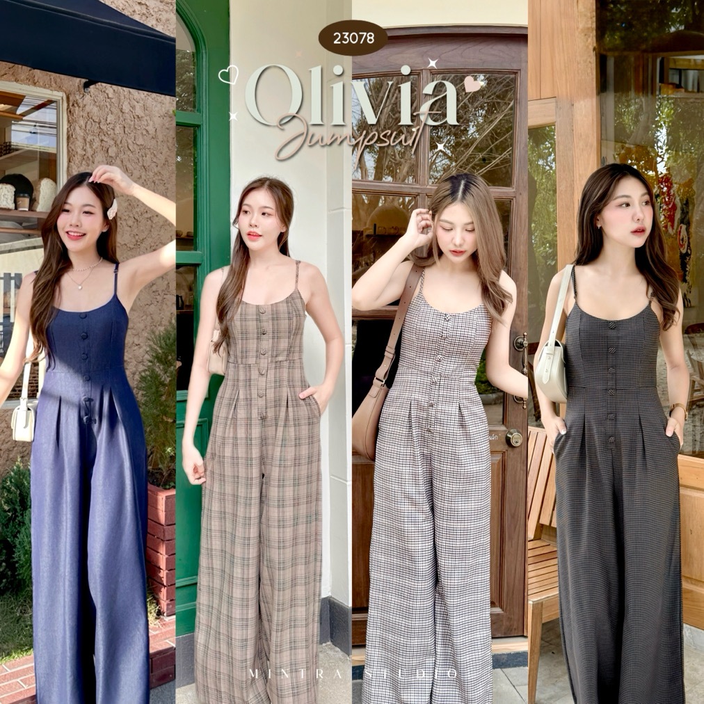 Olivia Jumpsuit-Plaid Long-Legged Wide-Legged Style For Going Out Cafe Outfit Beachwear MT.STDO