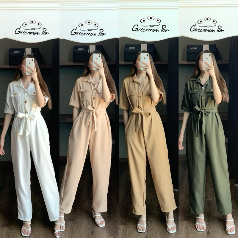 Long Camping Jumpsuit With Belt