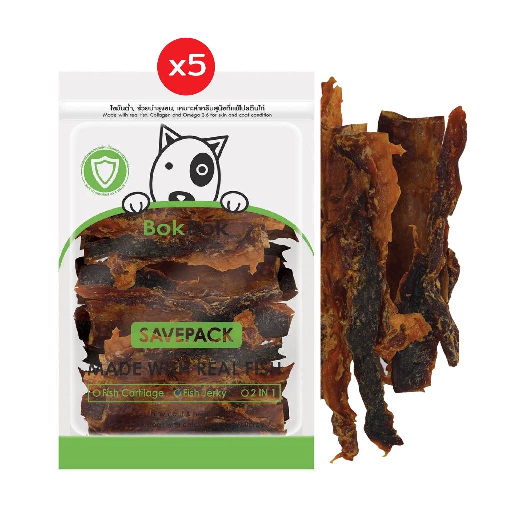 Bok Dog Treats Fish Meat 300 Grams 5 Packets Suitable For All Breeds Of Dogs Sticky Natural Tooth Brushing.