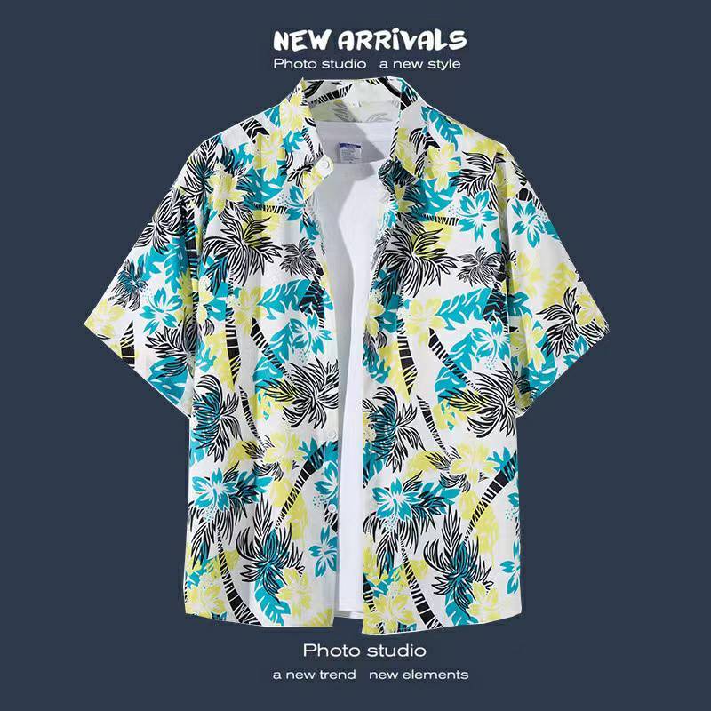 Shirt Songkran Men's Fashion Flower Pattern Comfortable To Wear Good Ventilation