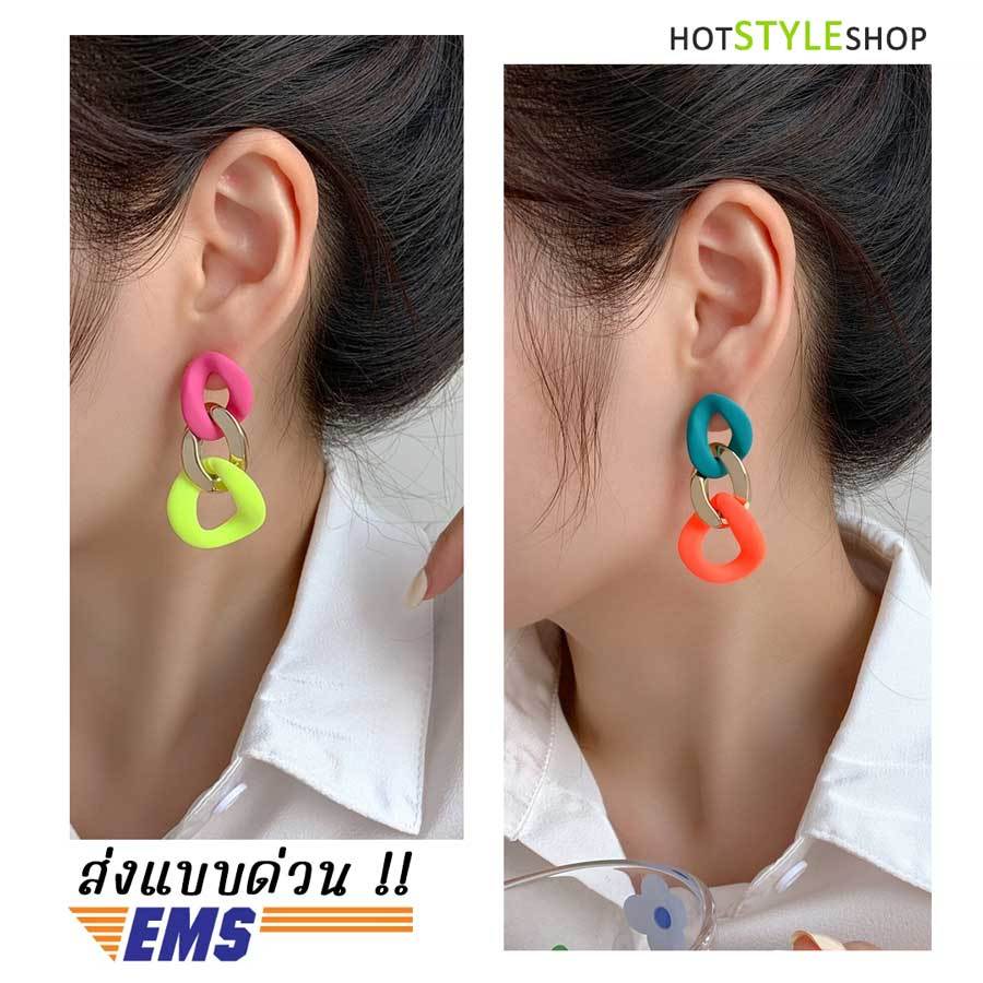 Neon Earrings Three-Tone Alternating Colors Beautiful And Bright For Parties