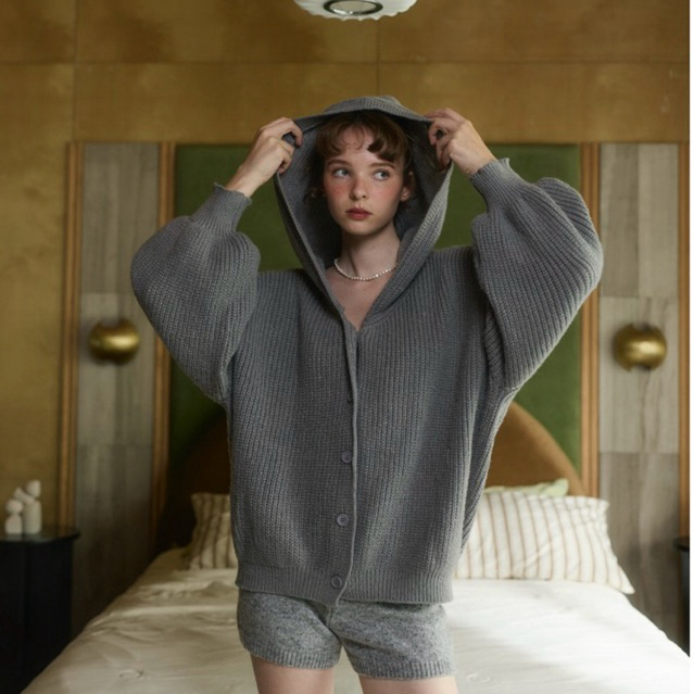 Nichii -Bubble Hood Cardigan Hooded Sweatshirt