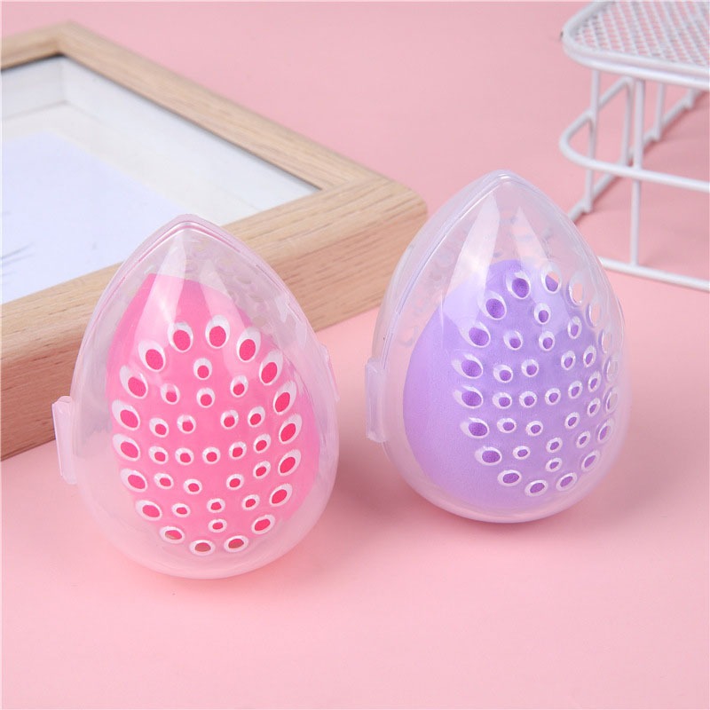 Portable Egg-Shaped Makeup Sponge Storage Box With Ventilation Holes Moisture-Proof Mol…