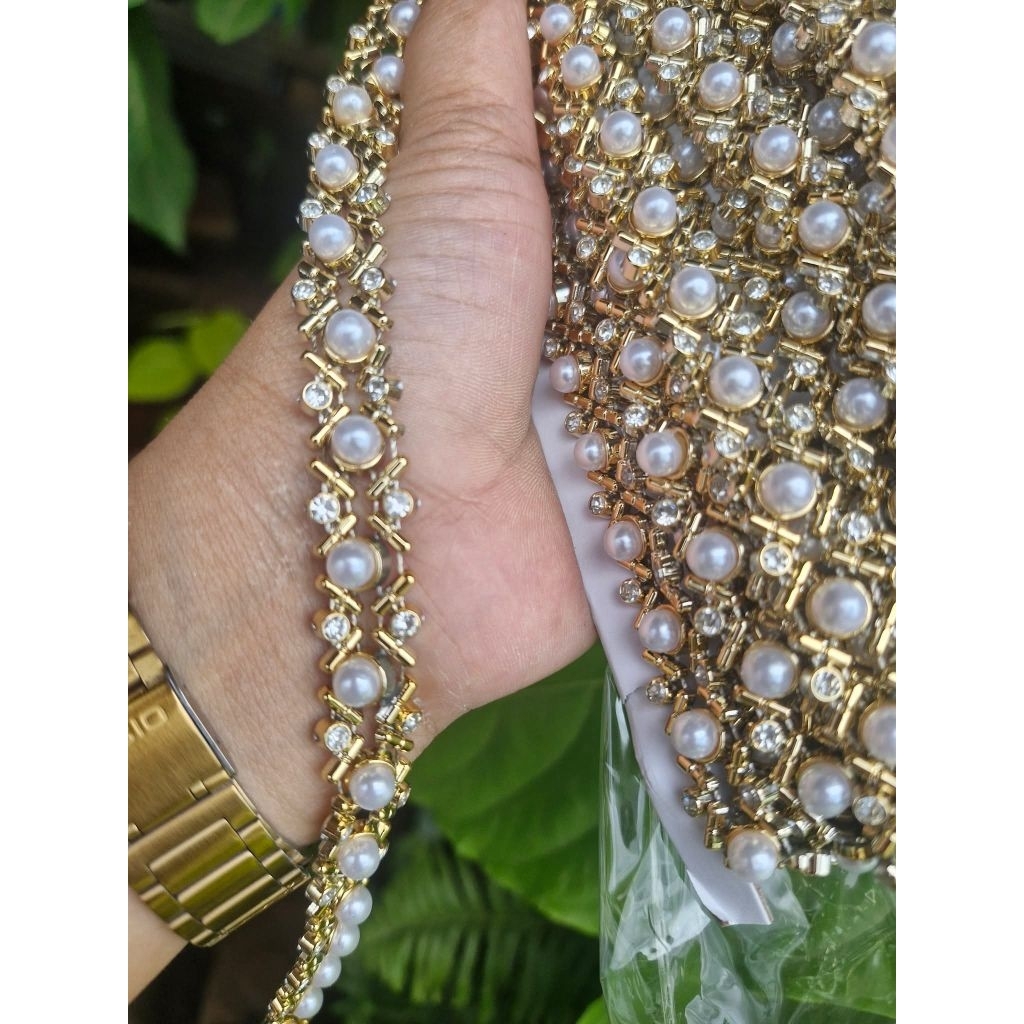 Sangwan/Diamond Line Pearl Decorated With Diamonds Accessories DIY Flower Garland Thai Dress Coin For Scattering Craft LX294