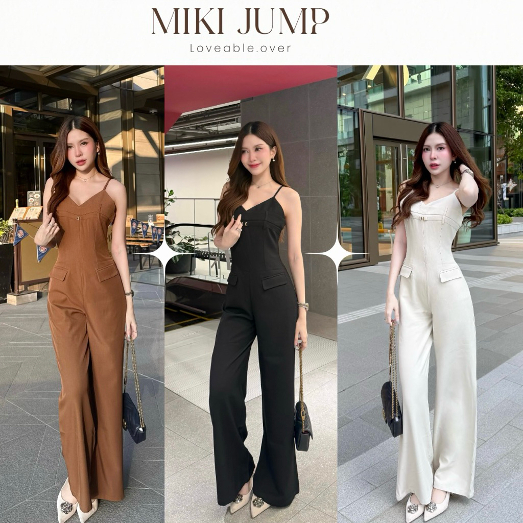 Loveable.over [LB02] :Miki jump Spaghetti Strap Jumpsuit With Gold Accessories Can Be Used With Lining