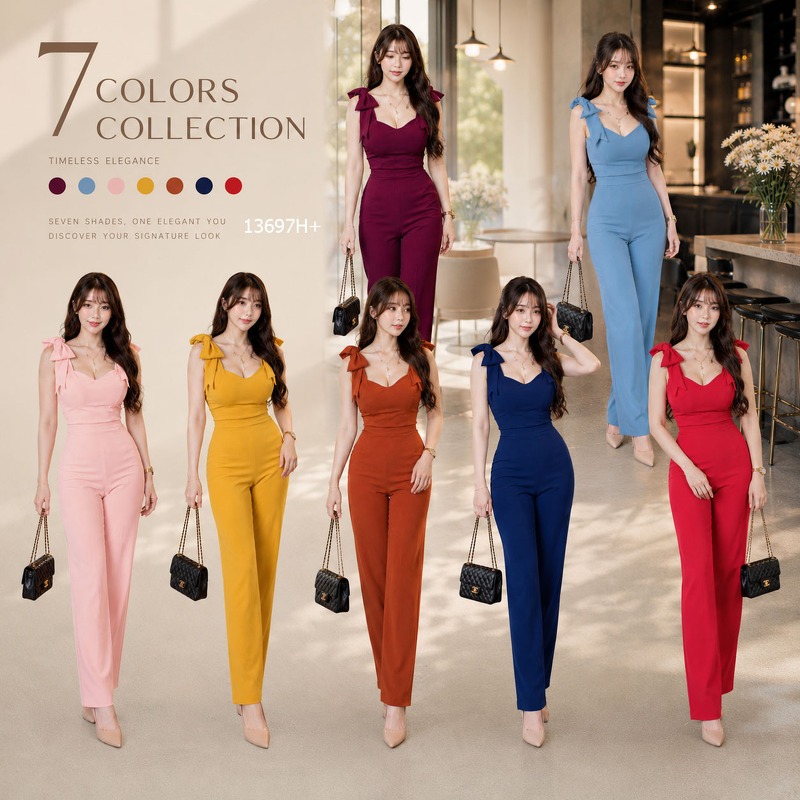 Very Fast Delivery 13697Jumpsuit Sleeveless Jumpsuit Long Pants 12 Beautiful Color Wedding Ordination Party Dress White