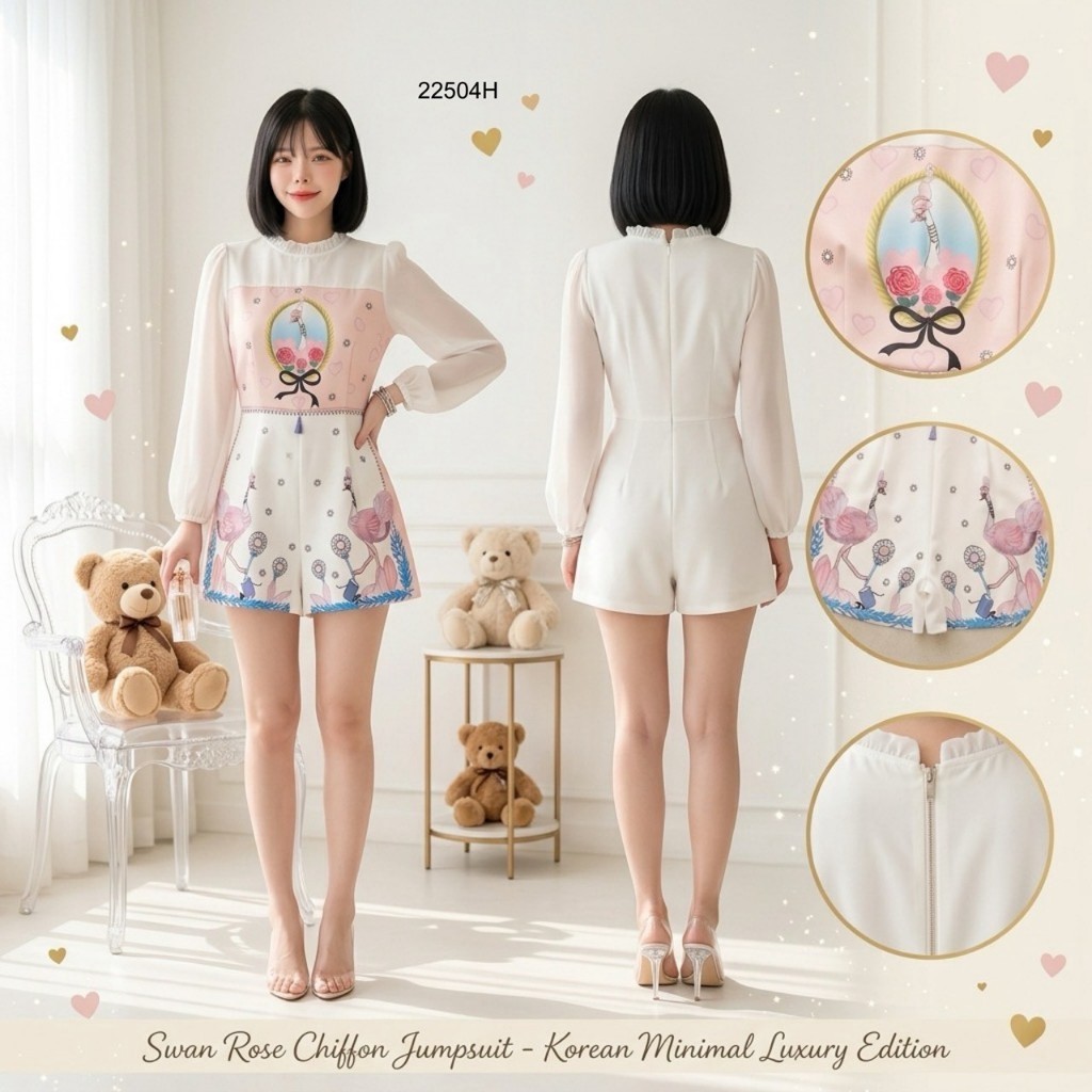 Jump suit Printed Jumpsuit With Puffed Sleeves TW22504 TwinsShopVip