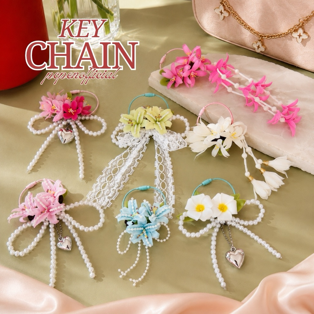 Let's Start Keychain Clay Flower Thai Handicrafts Premium Work The First