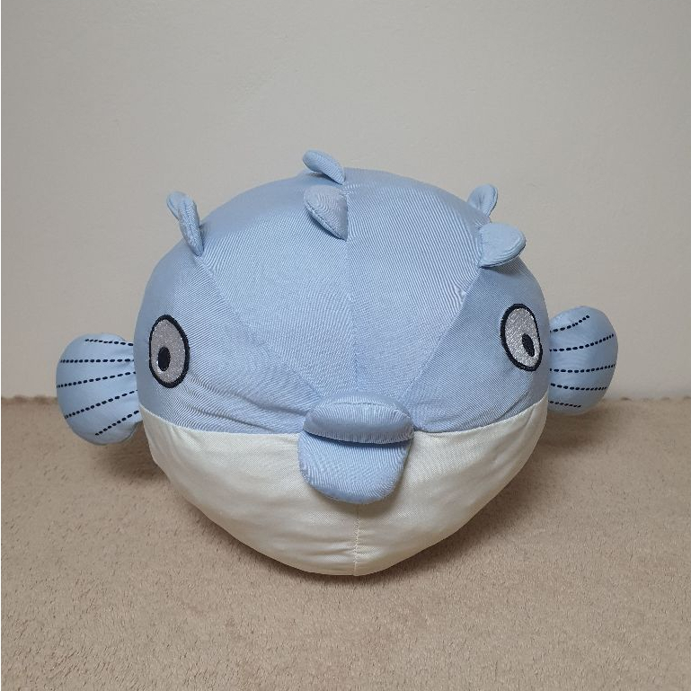 NITORI N-COOL Model // Light Blue Puff Fish Doll Soft And Fluffy Nylon Material Smooth And COOL Size 23 cm.