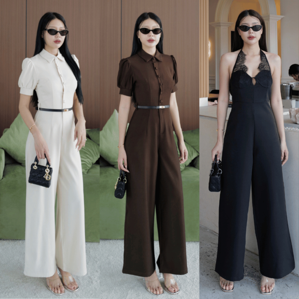 ️️ EVE Long Jumpsuit With Doll Sleeves And Front Buttons + Belt Simple But Very Beautiful 5048 5881 T-SHIRTNISTA (INT4B)