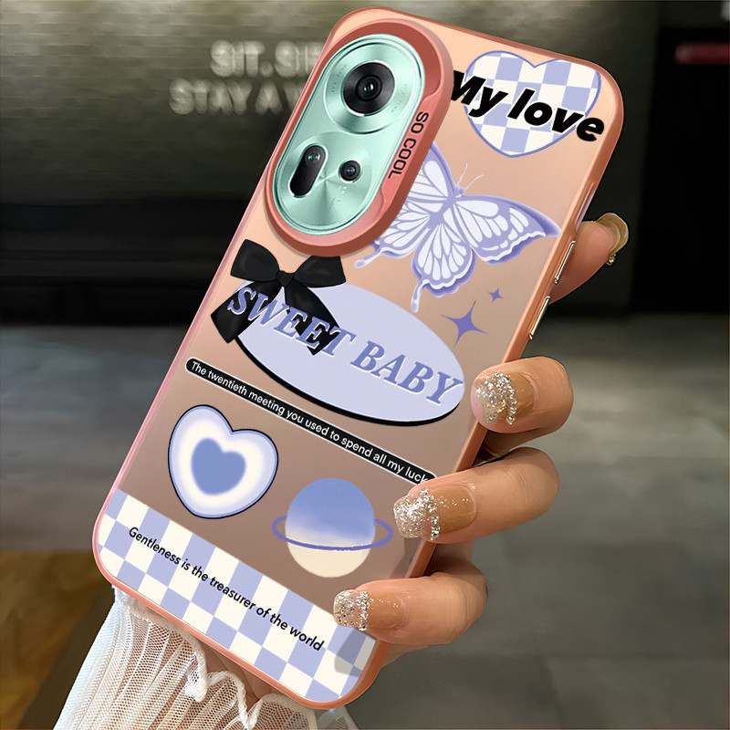 Case For OPPO Reno 11 5G 10 5G 10 Pro 5G 8T 5G Phone Butterfly Heart Shape Hard Shell Shockproof