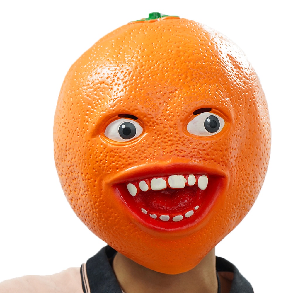 ❤Ready Stock❤Adult Funny Annoying Oranges Mask Party Game Spoof Masks Comedy Funny Talks Tangerine Cosplay Latex Headgear Halloween Cute Creative Fruit Food Costume Props