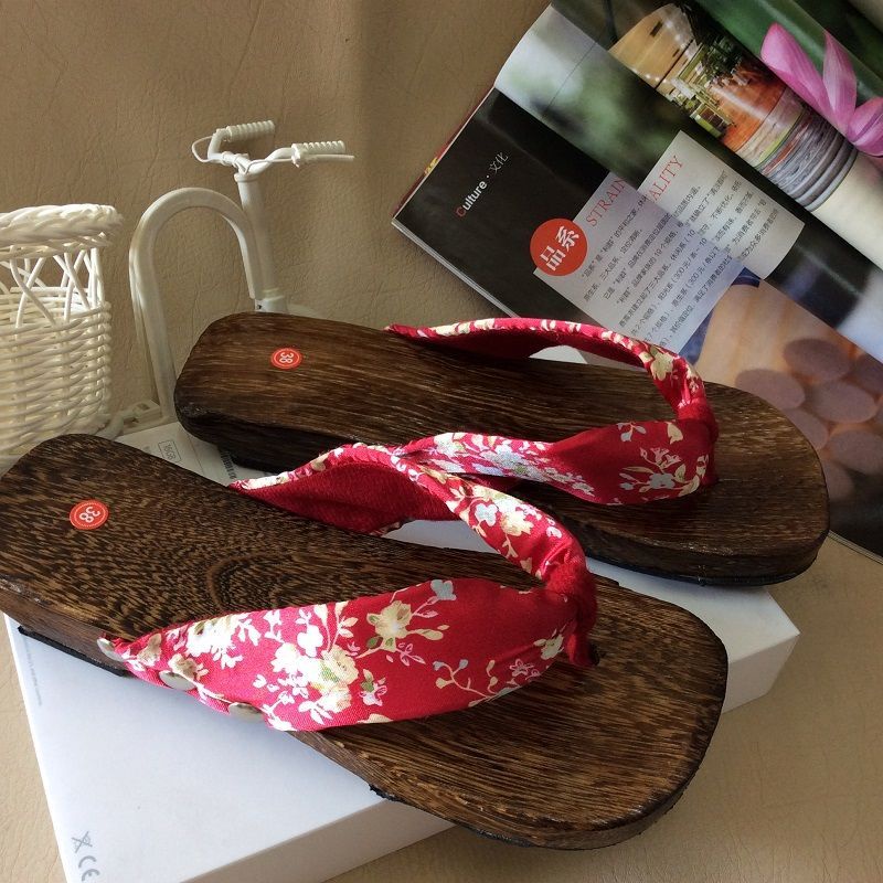 Summer women s kimono all-match clogs Chinese style slippers wooden shoes Japanese herringbone cos ancient