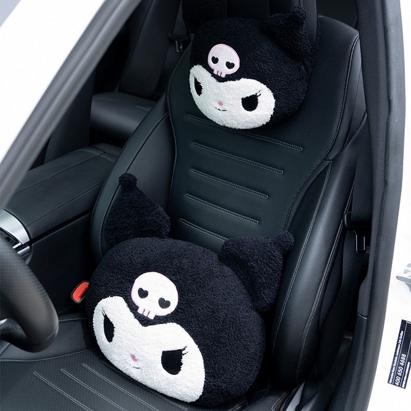 Cute Car Headrest Cushion Cartoon Kuromi Neck Pillow Seat Lumbar