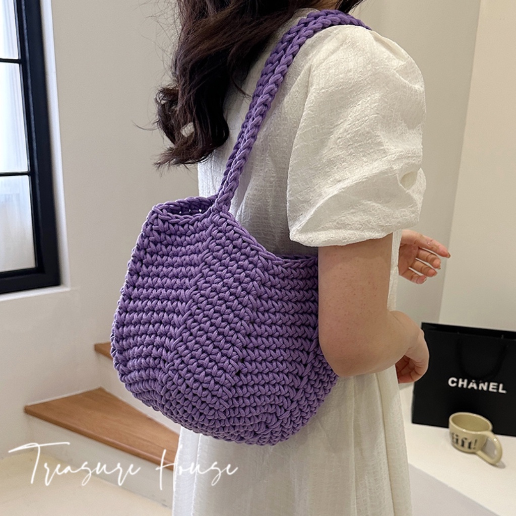 Th Niche Design Retro Lazy All-Match Woven Bag Female 2024 New Style Influencer Hot-selling One-Shoulder Armpit Bag Portable Vegetable