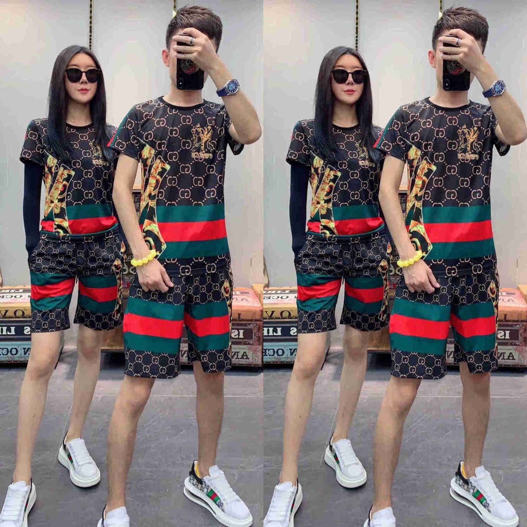 Ice Silk Short-Sleeved Suit Shorts Couple Style Summer New Korean Version Social Influencer Spirit Little Girl Clothes Set