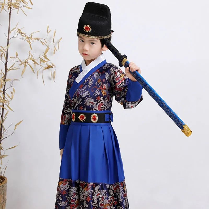 Straw Straw flying fish served a security costume four lobsterm Children's flying fish Suit Jinyiwei Ancient costume four Major Guards Guards Spring Autumn Hanfu Boys Ming Made Tang Suit costume 8.15