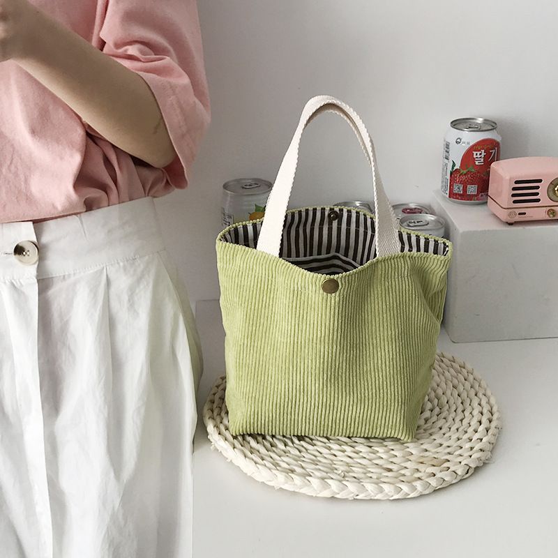 Chic College Style Colorful Small Bag Hand Carrying Makeup Bag Corduroy Large Capacity Handbag