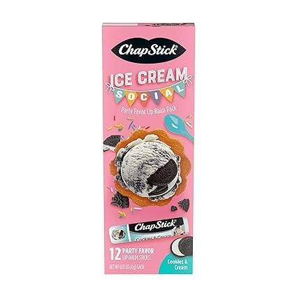 ChapStick Ice Cream Social, Party Gift Lip Balm Set-Biscuits And Cream-1.5oz x 12pcs