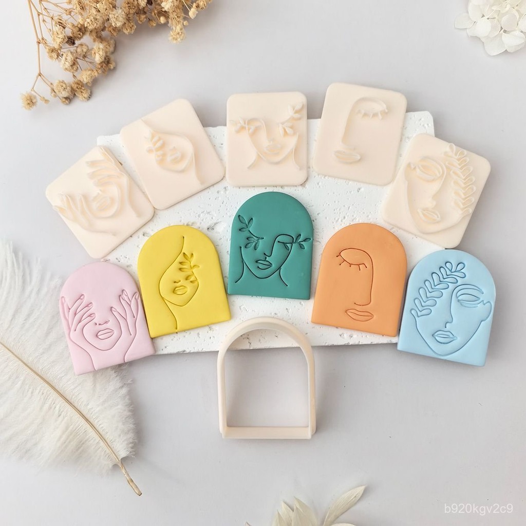 [Taiwan Shipment] Girl's Face Stamping Mold Printing Texture Soft Pottery Cutting Homemade Clay Earrings