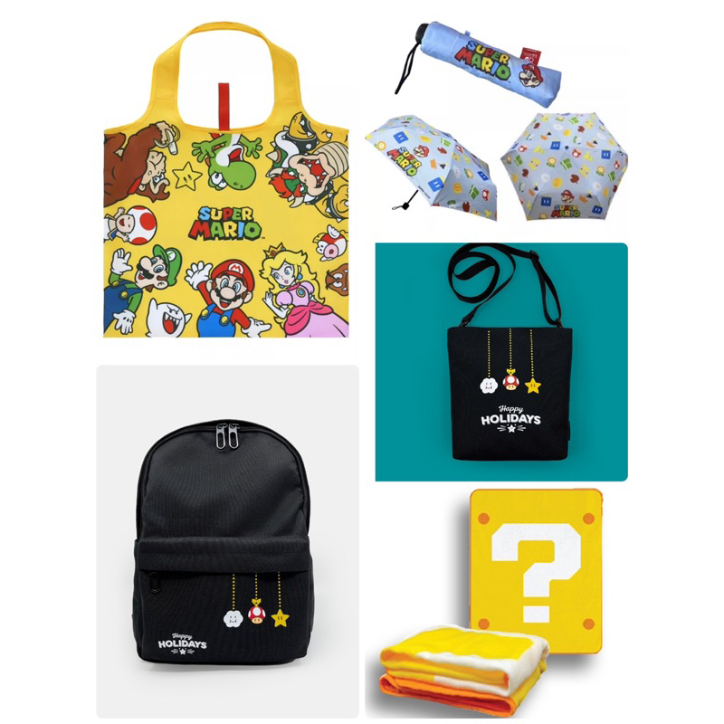 = Tianxingwang Super Mario Eco-Friendly Shopping Bag Umbrella Backpack Small Blanket Universal Studios Nintendo SWITCH