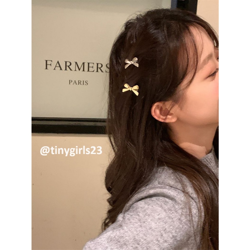 [TINY TINY W108] Korean Style Metal Bow Hair Clip Sweet Cool Girl Small Bangs Side Jewelry Accessories Hair Accessories