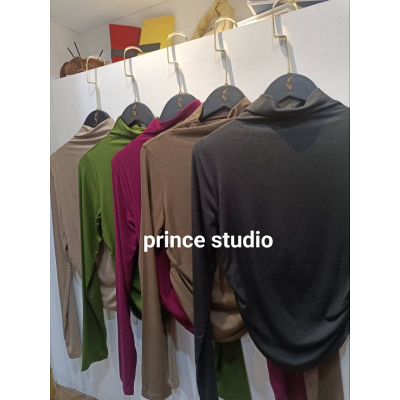 ️‍ Korea chic Slightly Sexy Short Half-Neck Wrinkled Elastic Long t Sunscreen Clothing Products European American Greasy Wear Elongated Ratio Modified Body Shape Connection Style