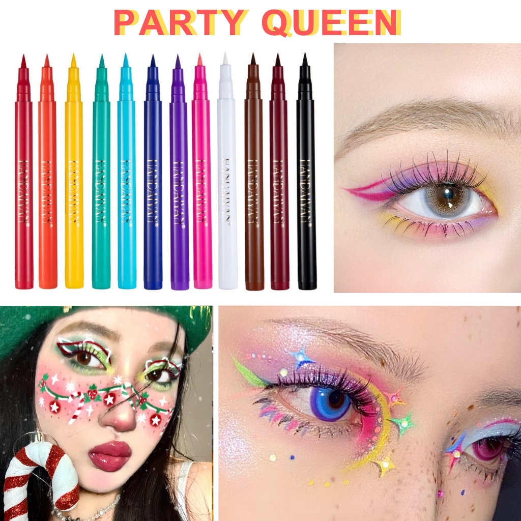 ** Girl Group Makeup * 24 Color Liquid Eyeliner Gel Pen Waterproof Brush Eyeshadow Concert Party Body Paint Face Eyeliner Waterproof