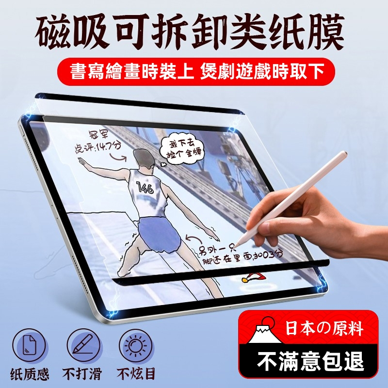 Magnetic Type Paper-like Film Handwritten Painting Suitable for iPad Air 8 M4 11 inch Pro M5 mini7 12th Generation 11 10 Protective Sticker