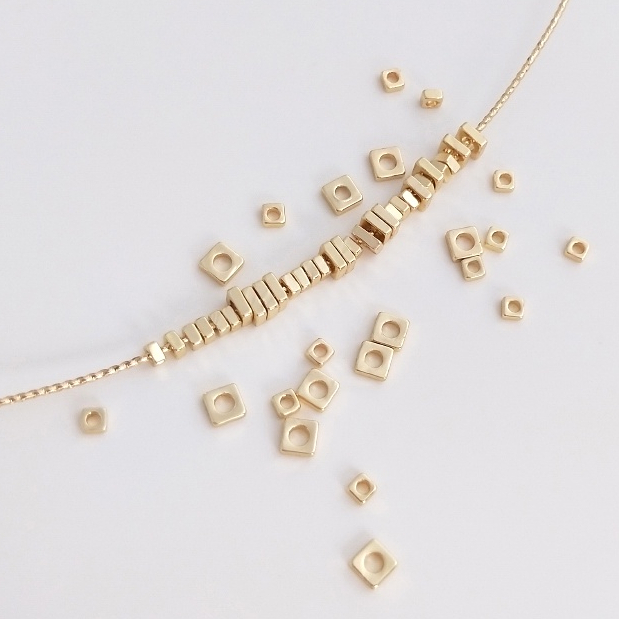 Hongyun Hongyun-Ala-0801--14K Gold-Clad Color Retention Square Small Broken Gold Flat Spacer Hand Beaded diy Bracelet Necklace Jewelry Accessories