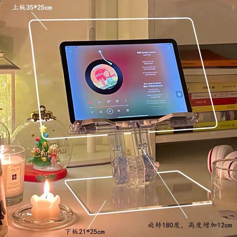 Learning Essential Korean ins Upgraded Version Retractable Acrylic Transparent Reading Rack Bookshelf Tablet iPad Bracket Liftable Computer Support Phone Holder Tablet Stand