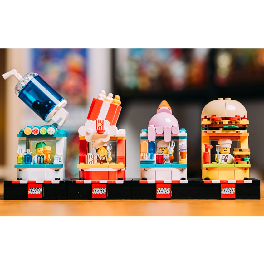 [Chair Biya] LEGO 2024 BRICKTOBER Happy Food Carved Delicious Burger Stall Colorful Ice Cream Crispy Popcorn Pearl Milk Tea