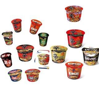 Korea Nongshim Cup Bowl Noodles Spicy Mushrooms/Spicy Cabbage/Tempura Seafood Udon/Spicy Shin Ramen/Seaweed Noodles/Raccoon Fried Sauce Udon/Kimchi Flavor/Spicy Beef Soup/Super Evolution