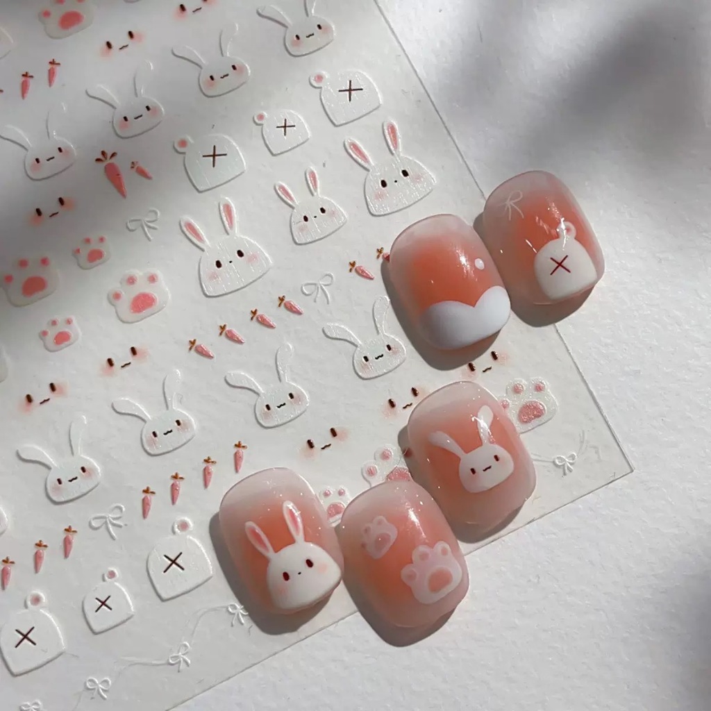 Cute Bunny Manicure Sticker Shape Transfer Style Patch Material Japanese Cartoon Children DIY