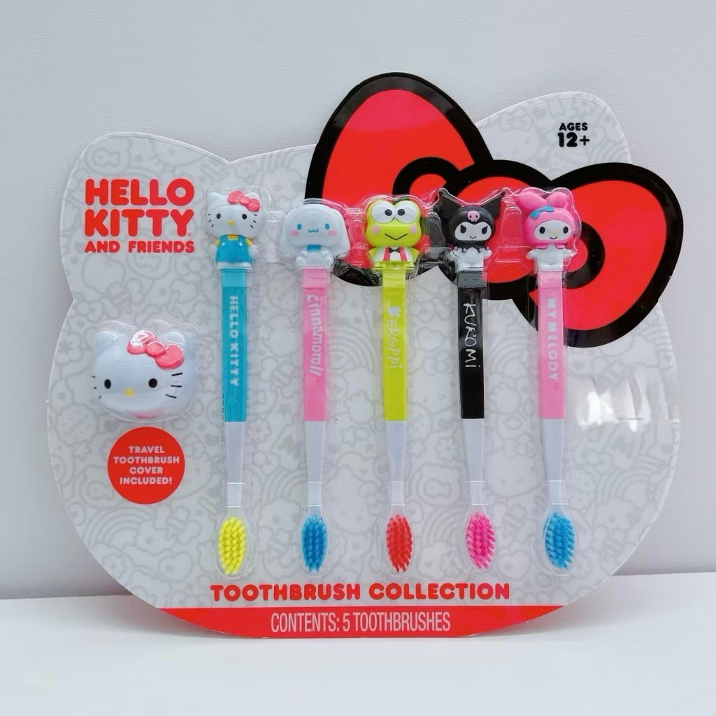 American Costco Sanrio Toothbrush Five-Piece Set With Cover Hello Kitty Big-Eared Dog Melody Kuromi Children's