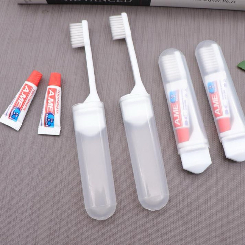 Travel Toothbrush Set With Toothpaste Folding Two-Piece Portable Aviation Toothbru